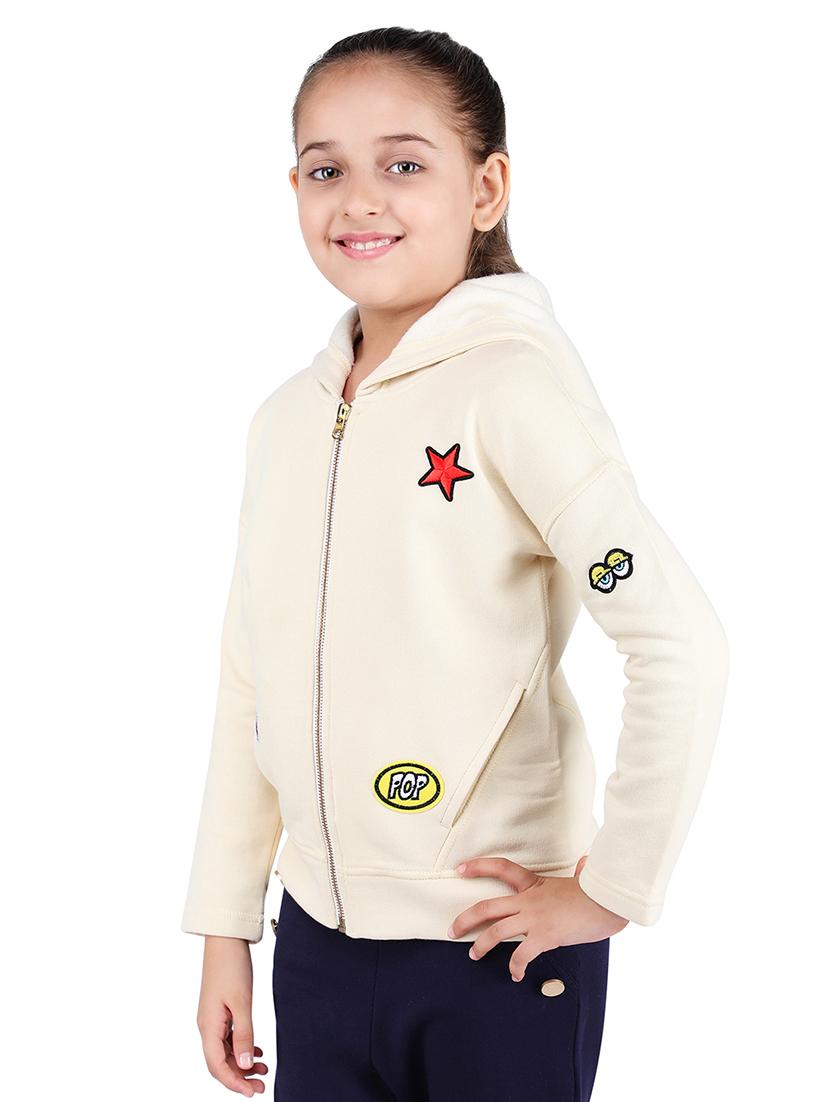 beige quirky patch hooded sweatshirt - 16650754 - Zoom Image - 2