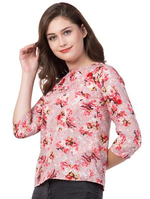round neck floral top - 16650937 - Standard Image - 2
