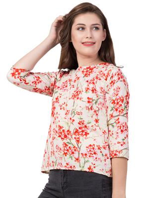 round neck floral top - 16650944 - Standard Image - 2