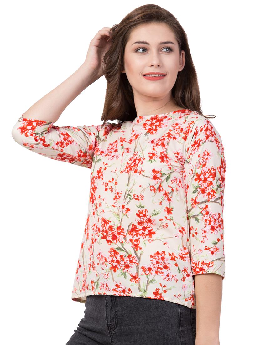 round neck floral top - 16650944 - Zoom Image - 2
