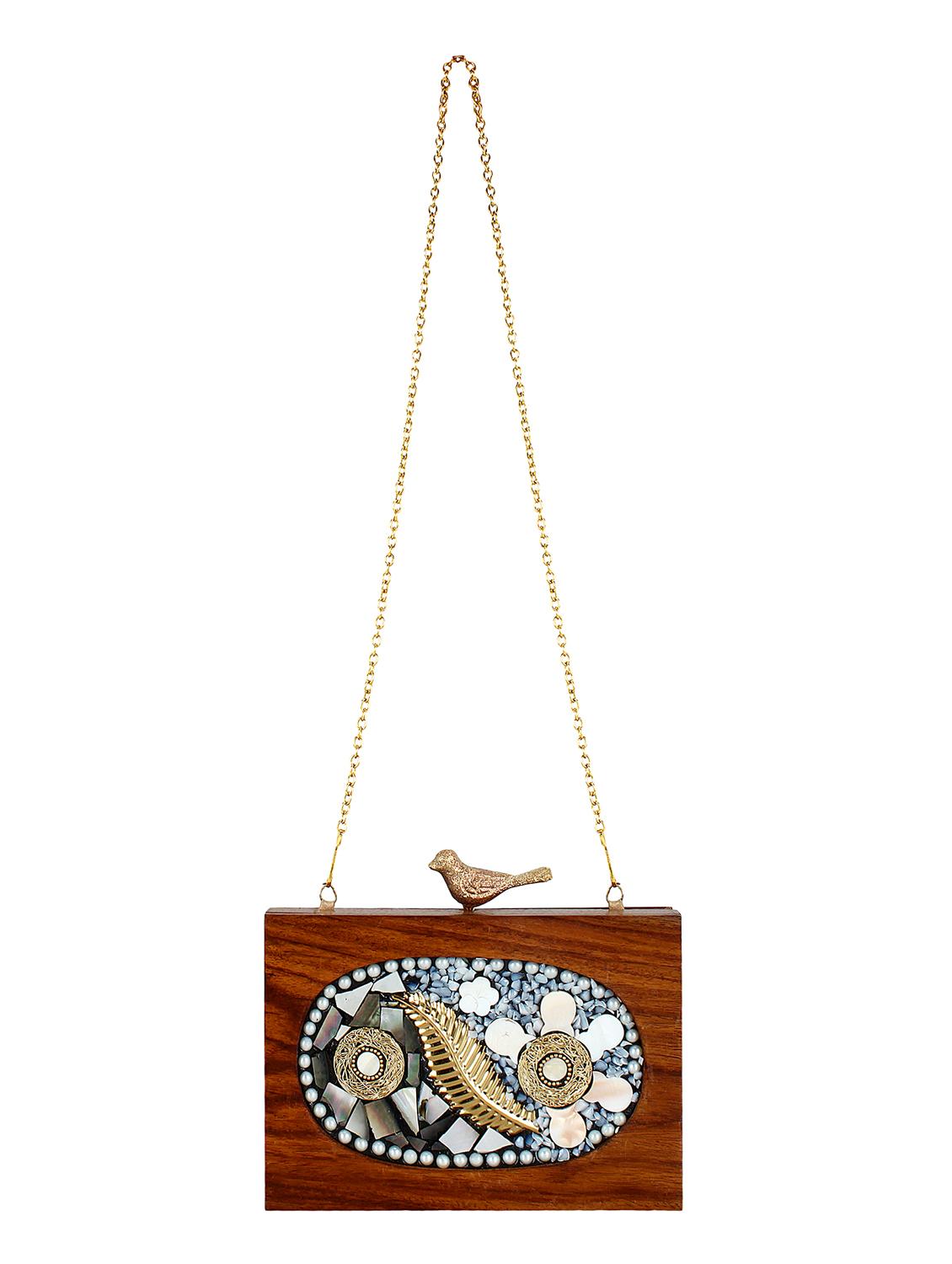 brown wood box clutch - 16651073 - Zoom Image - 5