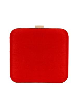 red faux silk box clutch - 16651075 - Standard Image - 2