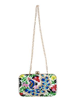 white faux silk box clutch - 16651080 - Standard Image - 5