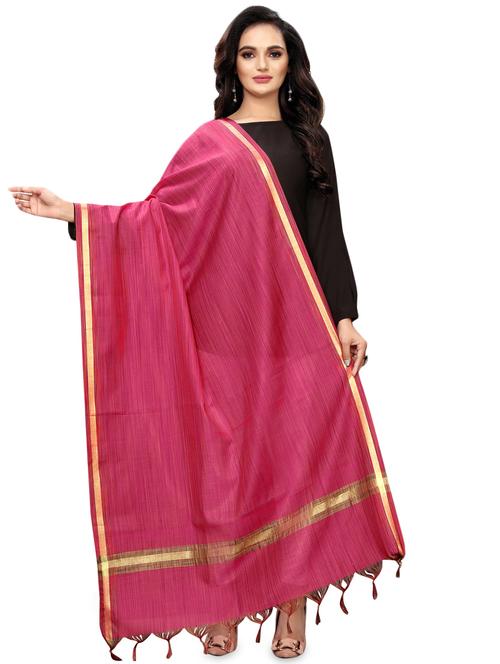 zari bordered plain dupatta - 16652304 - Standard Image - 1