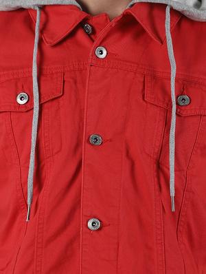 red color block denim jacket - 16653074 - Standard Image - 5