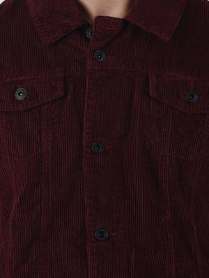 maroon solid corduroy jacket - 16653085 - Standard Image - 5