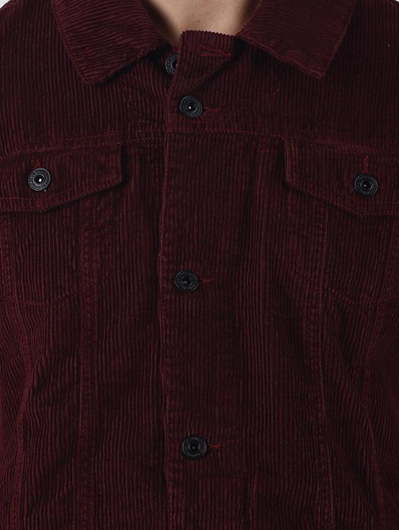 maroon solid corduroy jacket - 16653085 - Zoom Image - 5