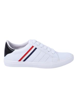 white leatherette lace up sneakers - 16654254 - Standard Image - 2