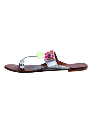 multi colored open thong kolhapuris - 16654600 - Standard Image - 2