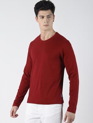 maroon solid t-shirt - 16654606 - Standard Image - 2
