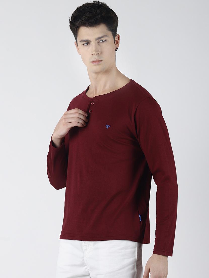 maroon solid t-shirt - 16654608 - Zoom Image - 2