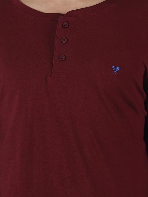 maroon solid t-shirt - 16654608 - Zoom Image - 5