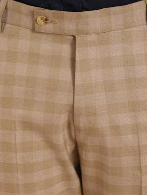 beige checkered flat front formal trouser - 16654687 - Standard Image - 5