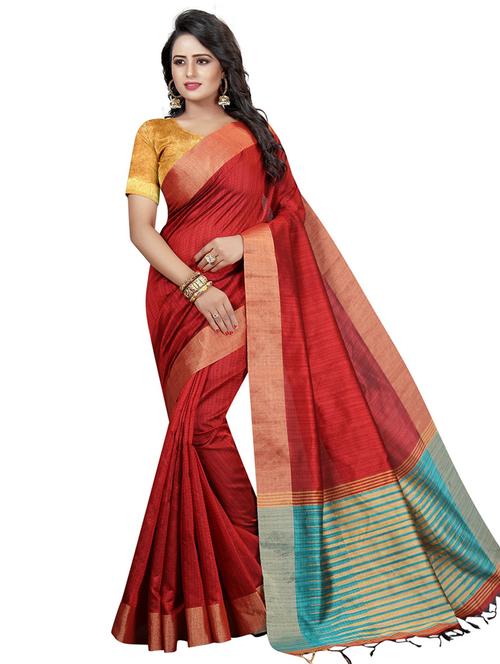 Bordered banarasi saree with blouse - 16655998 - Very Small Image - 1