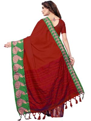 bordered banarasi saree with blouse - 16656002 - Standard Image - 2