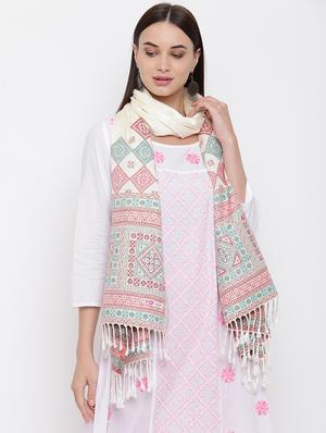 white wool blend stole - 16656584 - Standard Image - 2