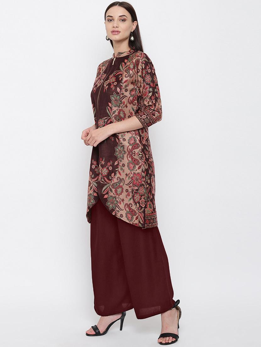 floral woolen kurta - 16656721 - Zoom Image - 2