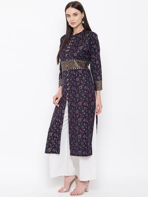 floral woolen kurta - 16656724 - Standard Image - 2