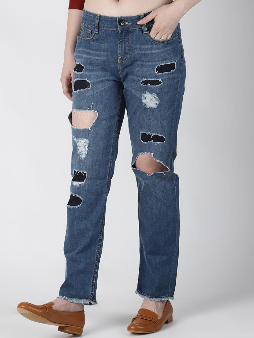 high rise distressed jeans - 16656732 - Zoom Image - 2