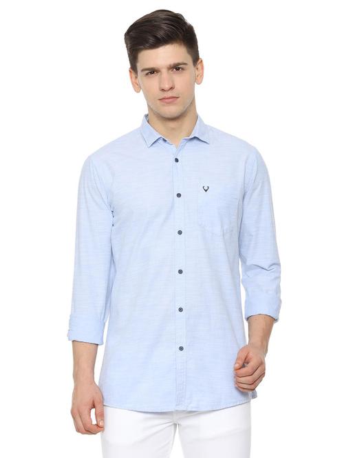 blue solid casual shirt - 16656930 - Standard Image - 1