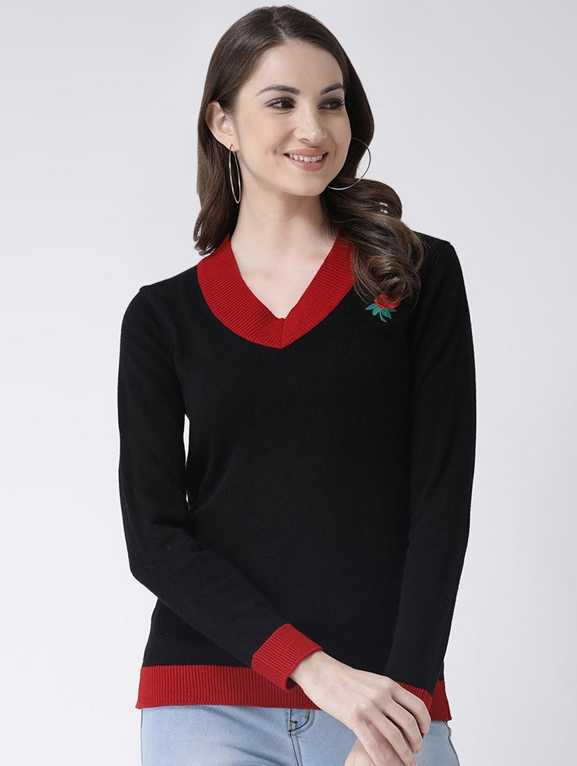 contrast detail v-neck pullover - 16657505 - Zoom Image - 2