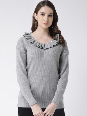 frill detail neck pullover - 16657523 - Standard Image - 2
