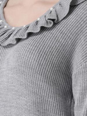 frill detail neck pullover - 16657523 - Standard Image - 5