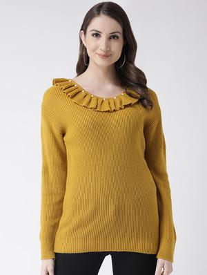 frill detail neck pullover - 16657524 - Standard Image - 2