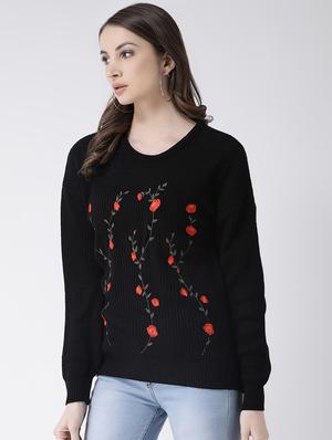 round neck embroidered pullover - 16657528 - Standard Image - 2