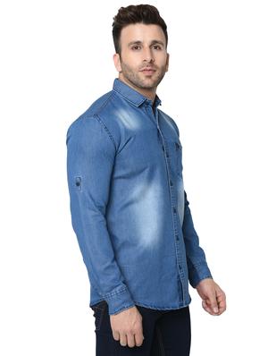 blue faded casual shirt - 16657564 - Standard Image - 2