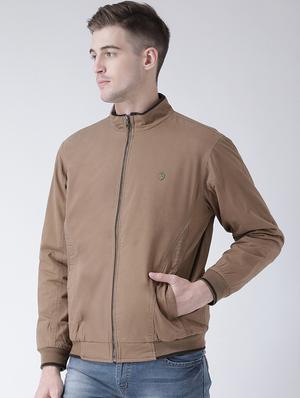 beige solid casual jacket - 16657675 - Standard Image - 2