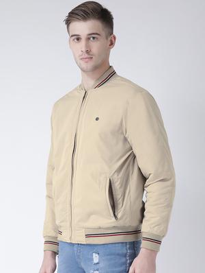 beige solid casual jacket - 16657679 - Standard Image - 2
