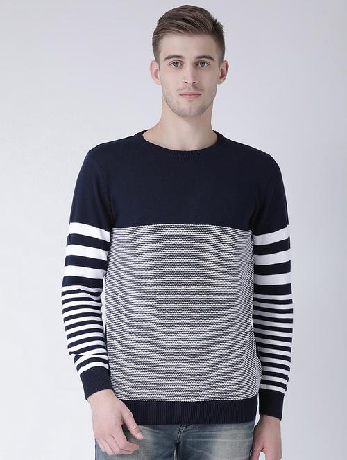 navy blue self design pullover - 16657692 - Standard Image - 1