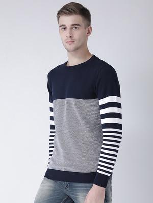 navy blue self design pullover - 16657692 - Standard Image - 2