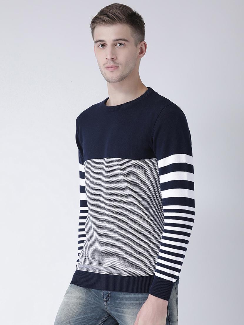 navy blue self design pullover - 16657692 - Zoom Image - 2