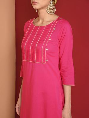 gota patti straight kurta with pant set - 16657900 - Standard Image - 5