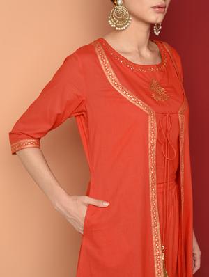 foil printed top palazzo with shrug set - 16657901 - Standard Image - 5