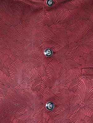 red silk blend self design nehru jacket - 16657994 - Standard Image - 5