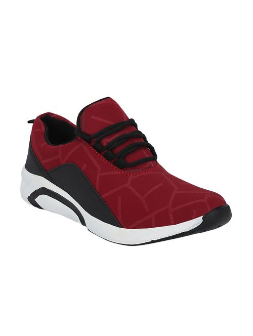 red fabric lace up sport shoes - 16658122 - Standard Image - 1