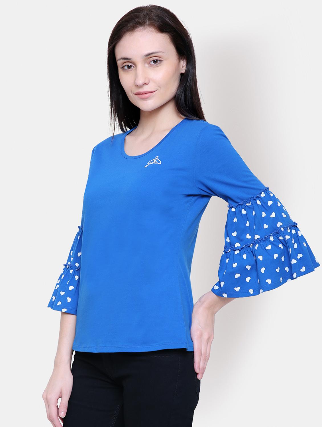 round neck bell sleeved top - 16658148 - Zoom Image - 2