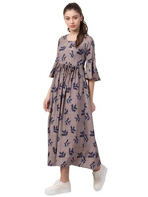 bell sleeved floral gathered dress - 16658244 - Standard Image - 2