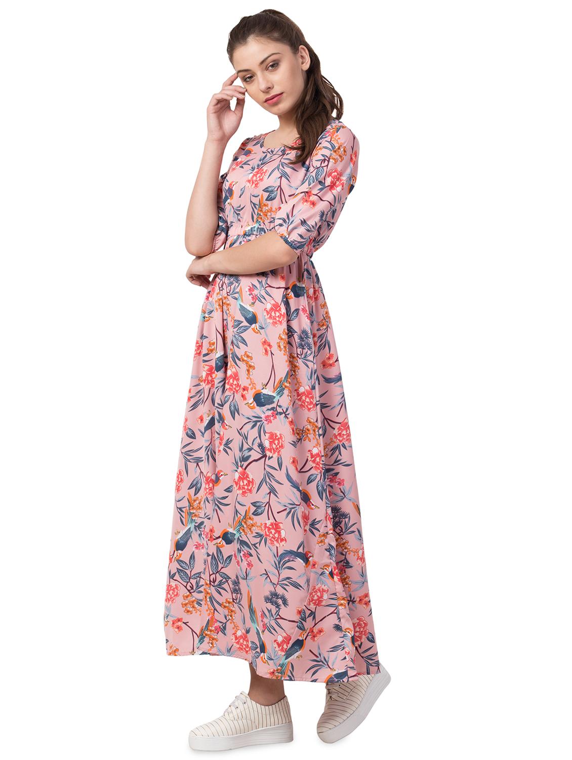 round neck floral maxi dress - 16658247 - Zoom Image - 2