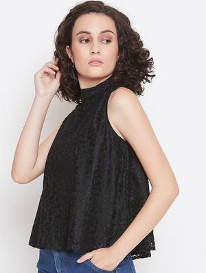 turtle neck floral laced top - 16658299 - Standard Image - 2