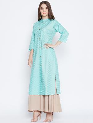 foil print high-slit kurta - 16658384 - Standard Image - 2