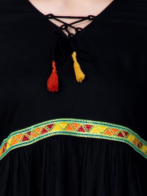 tassel tie up contrast lace top - 16658501 - Standard Image - 5