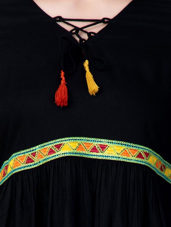 tassel tie up contrast lace top - 16658501 - Zoom Image - 5