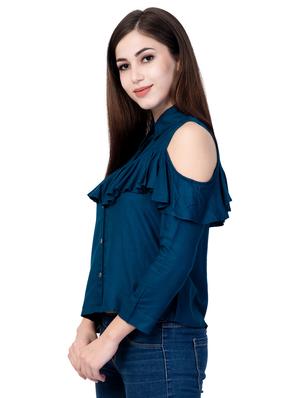 cold shoulder ruffle detail top - 16658508 - Standard Image - 2