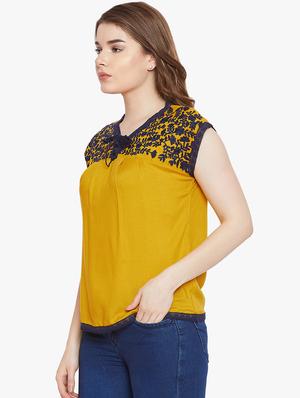 tassel tie up embroidered top - 16658585 - Standard Image - 2