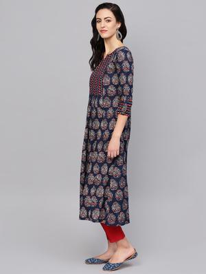 color block flared kurta - 16659116 - Standard Image - 2