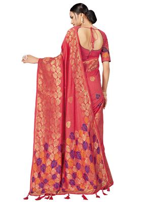 foil print woven saree with blouse - 16659145 - Standard Image - 2